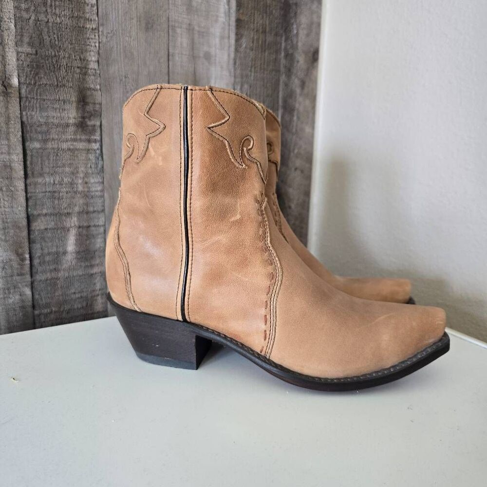 Durango Tan Ankle Pointed Toe Western Cowgirl Boots 6M Designer Luxury Rodeo NFR